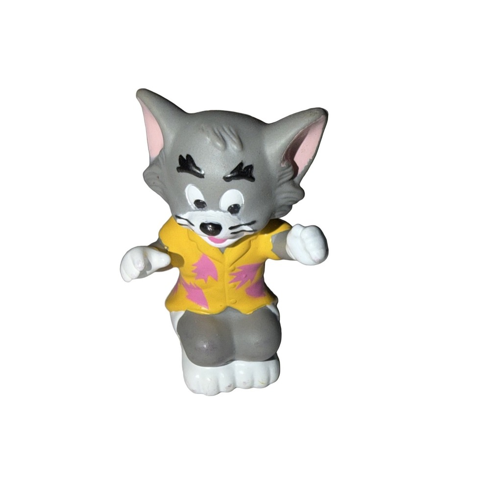 Vintage Tom and Jerry Tom Cat PVC Figure Yellow Hawaiian Shirt Turner Ent 1990s